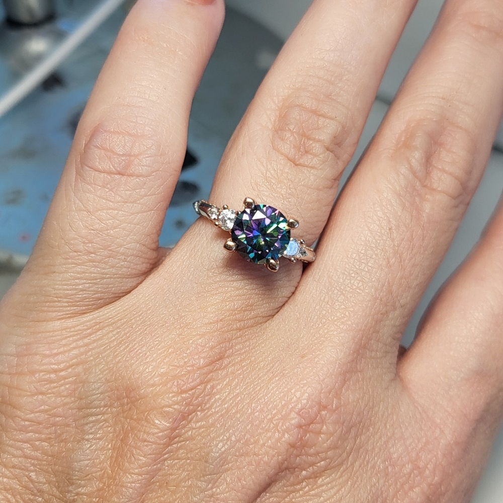 💙2 Carat Rainbow Blue Moissanite Ring | 925 Sterling Silver | GRA Certified💙